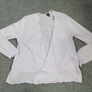 Eileen Fisher Womens Sweater Large Purple Lavender Open Front Linen Cardigan